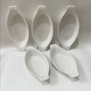 Japan Ovenproof White Ceramic 11 X 4 In Oval Baking Dishes Set 5 Single Serve